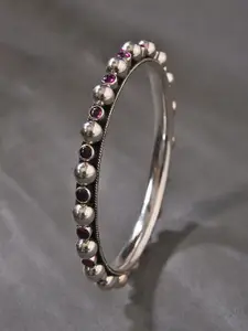 JAYPORE Silver Plated Stone Studded Bangle