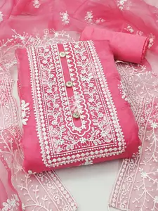 Maroosh Floral Embroidered Organza Unstitched Dress Material