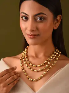 JAYPORE Silver Beaded Layered Necklace