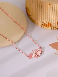 GIVA 925 Sterling Silver Rose Gold-Plated Saumya Mor Pankh Necklace