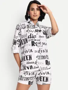 GAB Printed Pure Cotton Shirt With Shorts Co-Ords