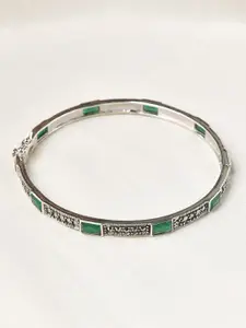 JAYPORE Silver-Plated Stone-Studded Bangle