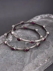 JAYPORE Pack Of 2 Artificial Stones and Beads Studded Bangles