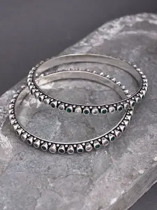 JAYPORE Set Of 2 Pure Silver Stone Studded Bangles