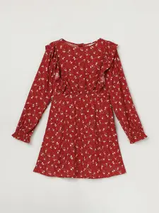 Tommy Hilfiger Girls Floral Printed Puff Sleeve Fit & Flare Dress