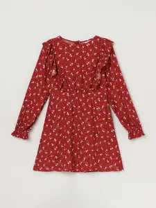 Tommy Hilfiger Girls Floral Printed Ruffles Fit & Flare Dress