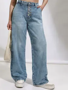 Tokyo Talkies Women Straight Fit High-Rise Heavy Fade Non Stretchable Jeans
