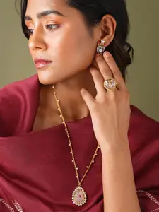 JAYPORE Silver Gold-Plated Quartz Necklace