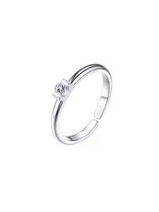 HighSpark 92.5 Sterling Silver Cubic Zirconia Studded Adjustable Toe Ring