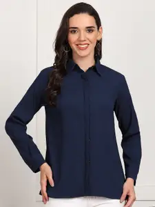 Fashfun Women Classic Spread Collar Solid Casual Shirt