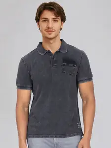 Wrangler Men Solid Polo Collar Cotton T-shirt