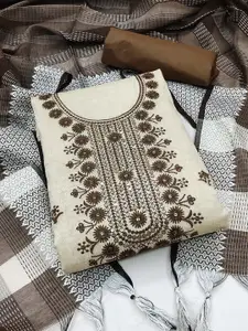 Maroosh Floral Embroidered Mirror Work Unstitched Dress Material