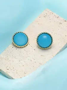 SOHI Gold-Plated Contemporary Stones Studded Earrings