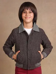 One Friday Boys Spread Collar Self Design Casual Tailored Jacket