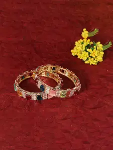 LAVAZZA Pack Of 2 American Diamond Studded Bangles