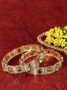 LAVAZZA  Set Of 2 Gold-Plated American Diamond-Studded Bangles