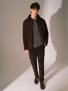 SELECTED Men Pure Cotton Self Design Cable Knit Pullover Sweater