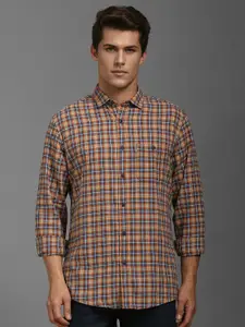 Louis Philippe Jeans Men Spread Collar Checks Printed Cotton Slim Fit Casual Shirt