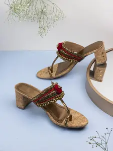 Inc 5 Women Embellished Ethnic Block Sandals