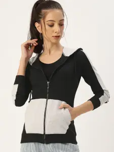 ARISE Women Colourblocked Hooded Sweatshirt