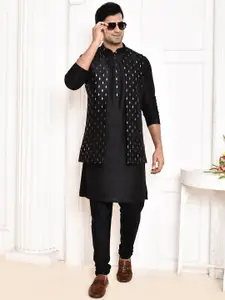 MAAHI FABS Mandarin Collar Kurta with Churidar & Nehru Jacket