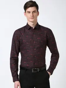 Peter England Men Spread Collar Floral Printed Cotton Slim Fit Casual Shirt