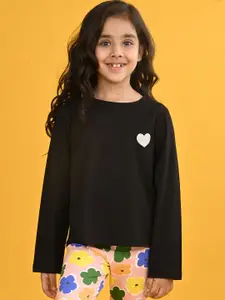 Anthrilo Girls Solid Round Neck Cotton T-shirt