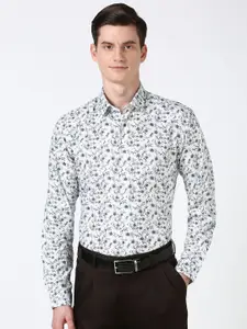 Peter England Men Spread Collar Floral Printed Cotton Slim Fit Casual Shirt