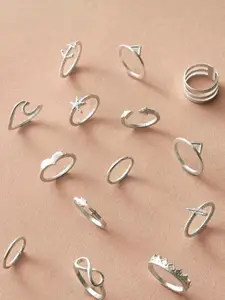 YU FASHIONS Set Of 14 Stainless Steel Finger Rings
