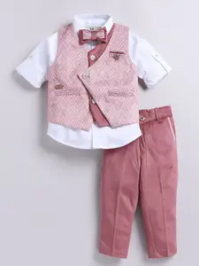 LITTLE COLLARS Boys Printed Shirt with Trousers & Waistcoat
