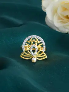 Voylla Gold-Plated CZ-Studded Adjustable Finger Ring