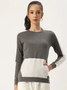 ARISE Women Colourblocked Pullover Sweatshirt