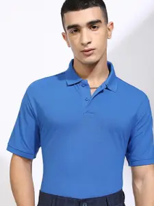 HIGHLANDER Men Solid Polo Collar Cotton Relaxed Fit T-shirt