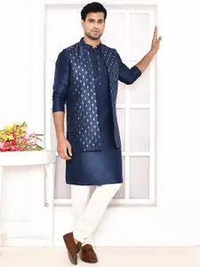 MAAHI FABS Mandarin Collar Kurta with Churidar & Nehru Jacket