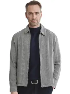 RARE RABBIT Men Checked Cotton Bomber with Embroidered Jacket