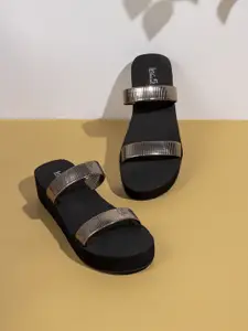 Inc 5 Women Striped Party Wedge Sandals with Buckles