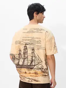 The Souled Store Men Graphic Printed Round Neck Cotton Oversized T-shirt