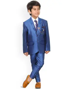 BAESD Boys 4-Pcs Regular Fit Blazer and Trousers Single Breasted Suits With Shirt and Tie