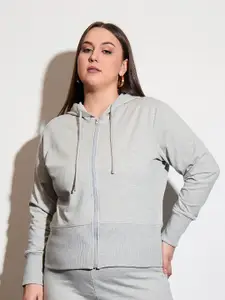 SASSAFRAS Curve Women Plus Size Cotton Hooded Sweatshirt