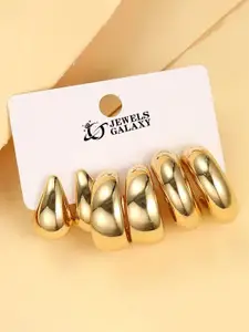 Jewels Galaxy Pack Of 6 Gold Plated Contemporary Half Hoop Earrings