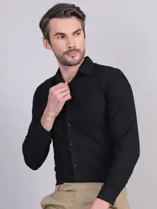 Indian Needle Men Classic Spread Collar Solid Cotton Formal Shirt