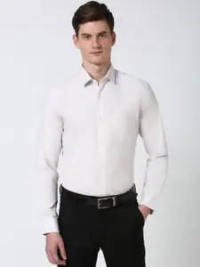 Peter England Men Spread Collar Textured Cotton Casual Shirt