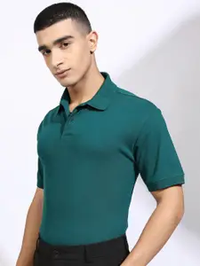 HIGHLANDER Men Solid Polo Collar Cotton T-shirt