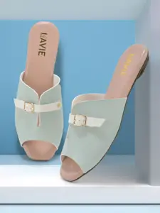 Lavie Women Colourblocked Open Toe Flats with Buckles