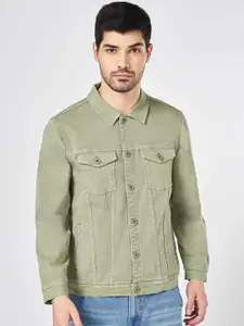 SF JEANS by Pantaloons Men Spread Collar Solid Cotton Casual Denim Jacket