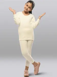 INFERNO Girls Striped Cotton Thermal Top & Bottom Set