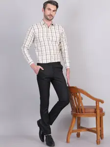 Indian Needle Men Classic Spread Collar Checked Cotton Formal Shirt