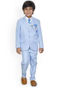 BAESD Boys 4Pc  Regular Fit Single-Breasted Blazer and Trousers Suit