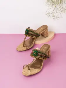Inc 5 Women Embellished Ethnic Block Heel Sandals