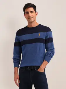 U.S. Polo Assn. Men Colourblocked Woollen Pullover